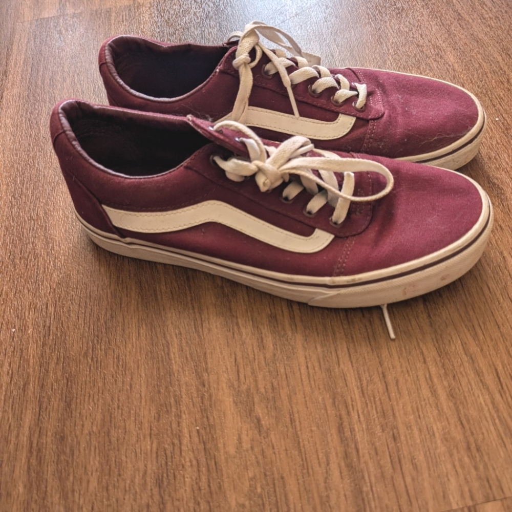Vans Burgundy and White Sneakers